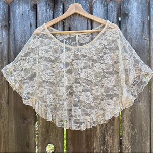 Paper Crane boho sheer lacy flower top